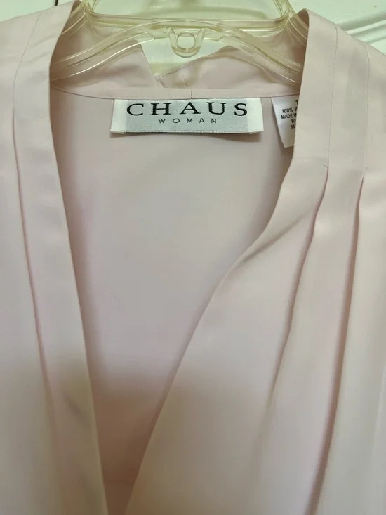 Chaus Pale Pink Short Sleeve Button Front Blouse - Picture 2 of 6